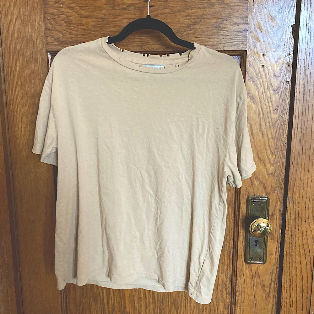 Top shop distressed beige T-shirt